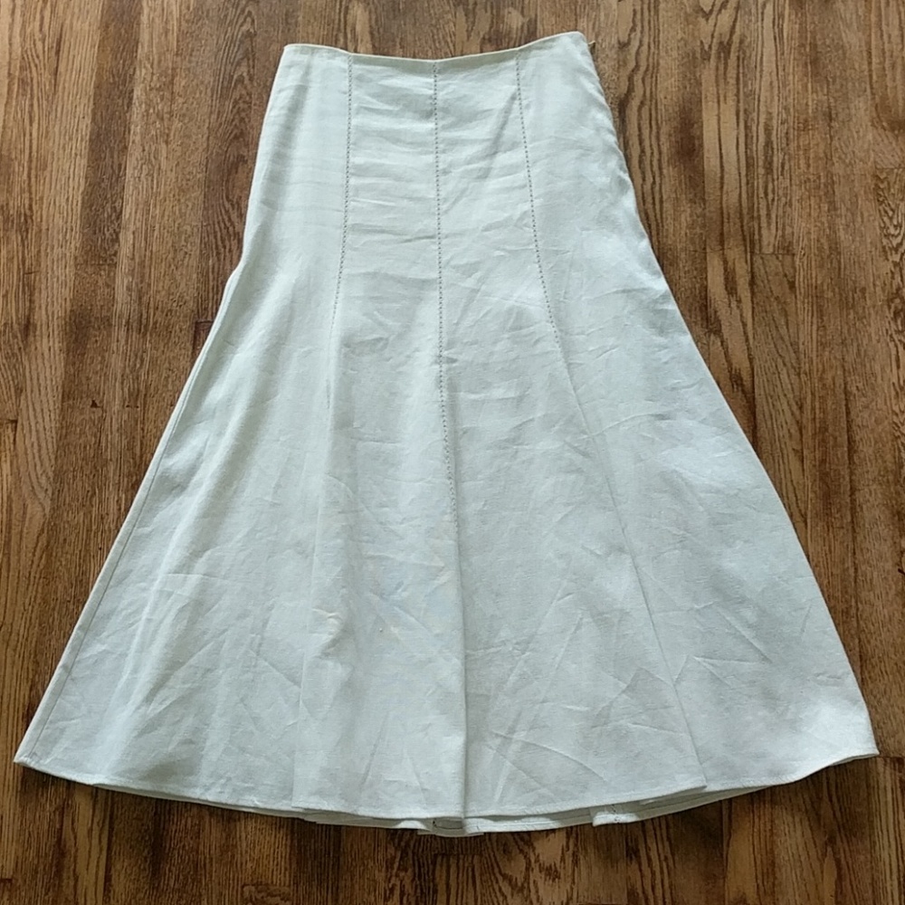 NWOT WHBM Shimmery Cream Linen Mermaid Skirt 6